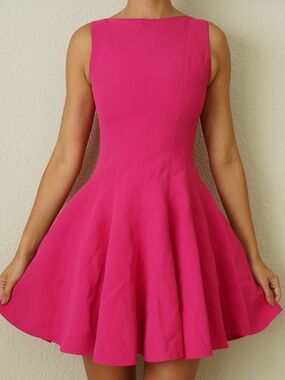 Rosilyn Swing Crepe Mini Dress (Fuchsia) Size XS